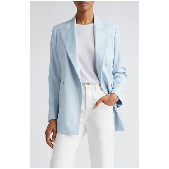 Eleventy Baby Blue Virginia Wool Blend Double Breasted Blazer - Picture 3 of 12